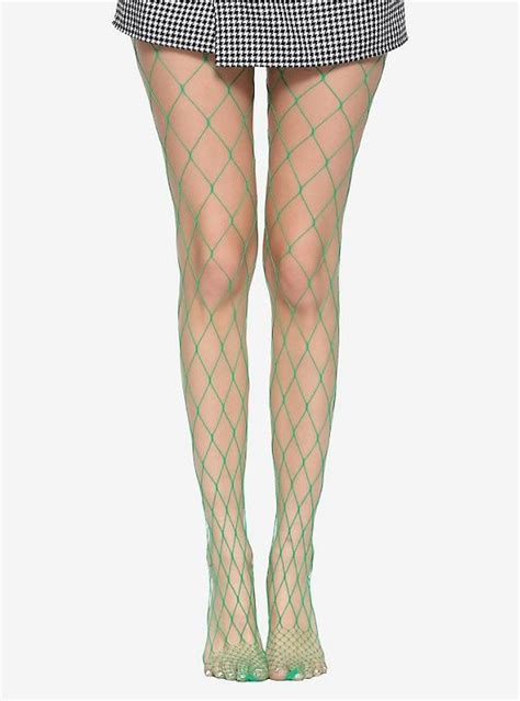 green fishnet socks